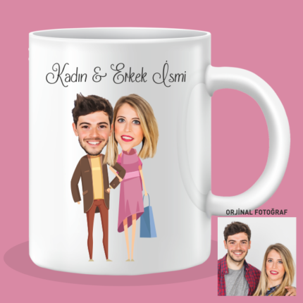 Kişiye Özel Karikatürlü Aile Kupa Bardak