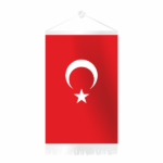 Dörtgen Türk Bayrağı Beyaz Püsküllü Flama